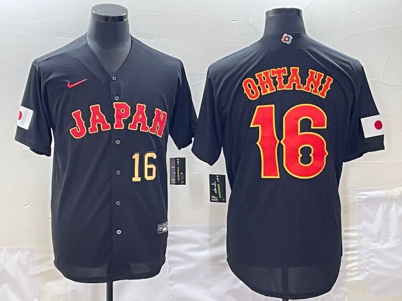Men 2023 World Cub Japan #16 Ohtani Black Nike MLB Jersey6->more jerseys->MLB Jersey